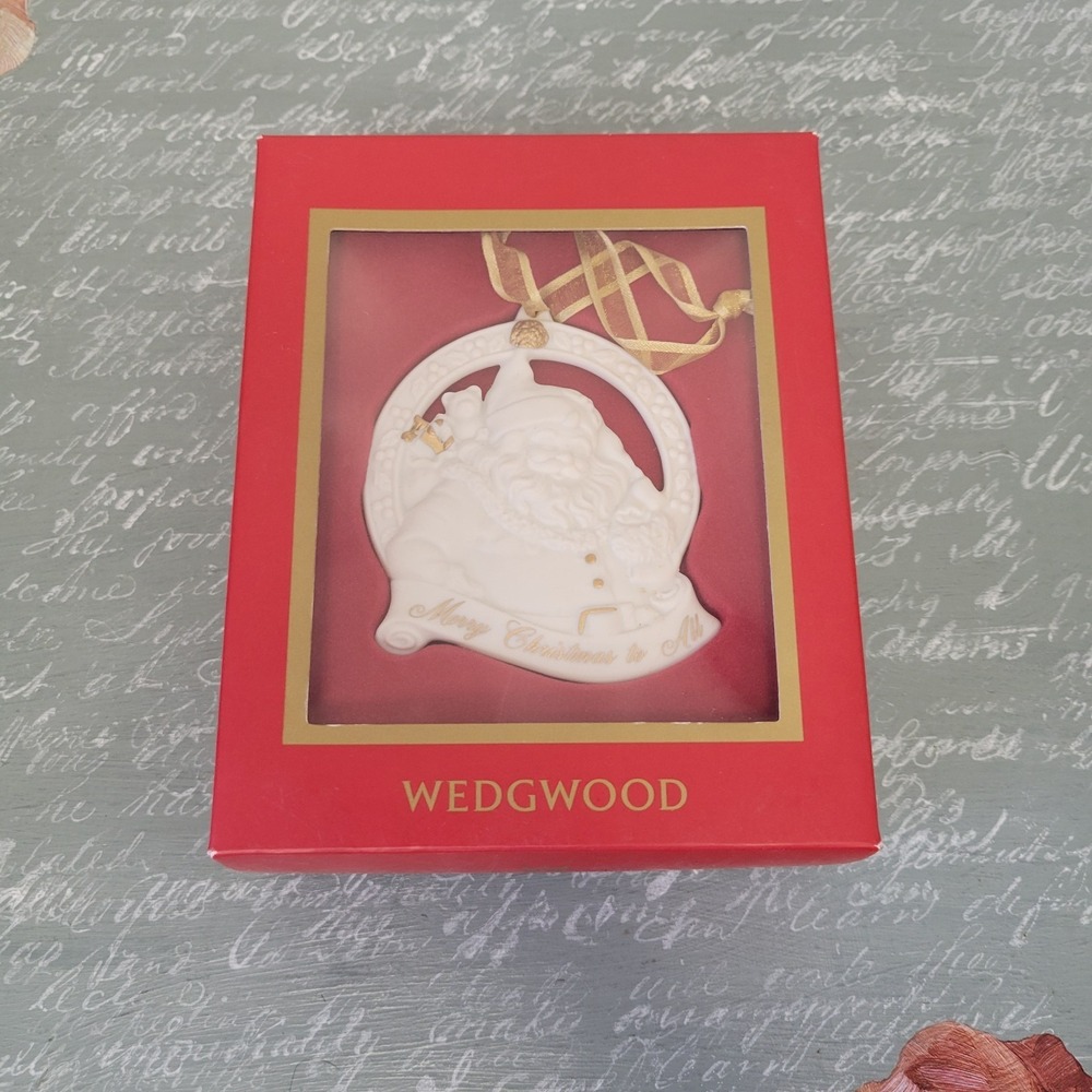Wedgwood Jasper Santa Claus Christmas Ornament Gold Trim‎ W/ Box